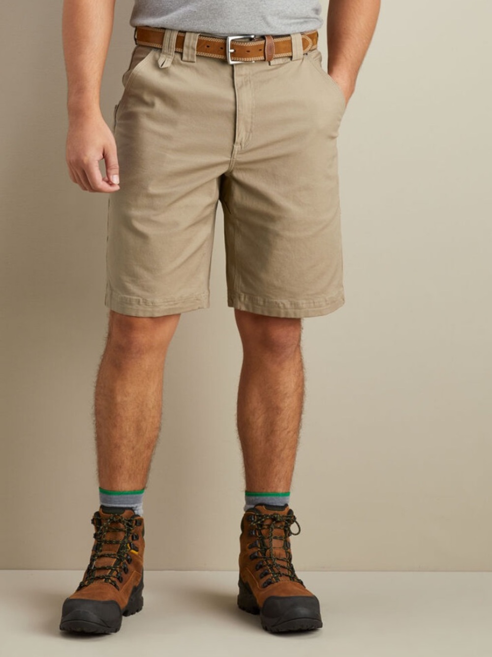 Duluth Flex Fire Hose Carpenter 11" Khaki Shorts 5 Cargo Pockets Men's 44